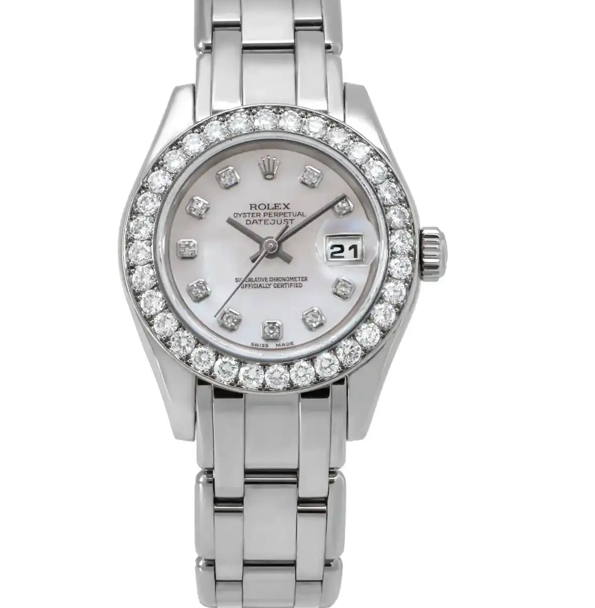 Prestigious Jewellers White Rolex 80299 Gold Datejust 0618